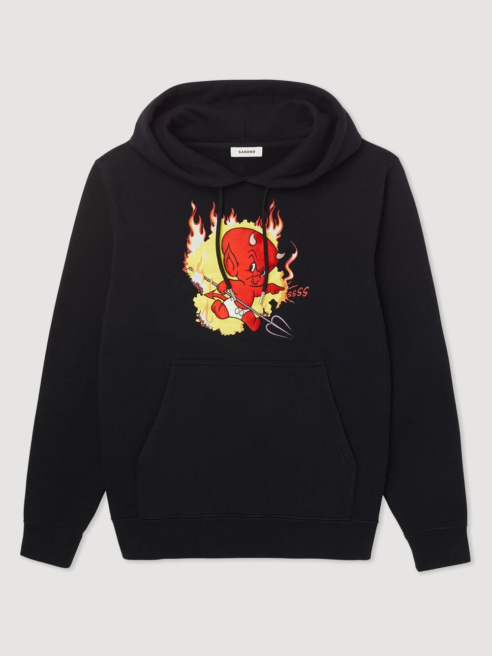 Sandro x Hot Stuff Limited Edition Black Hoodie w/ The Little Devil + Flames 🔥